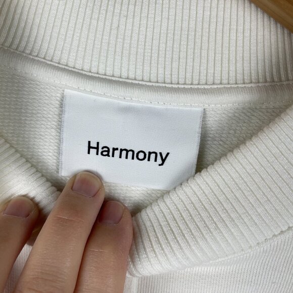 Harmony Paris Women's White Cropped Sweatshirt w/ Center Seam - Size XS - Picture 3 of 6